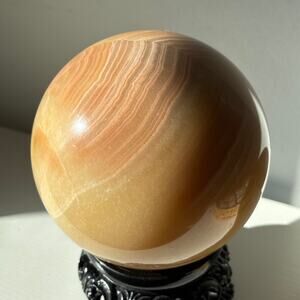 Massive 4" Orange Calcite Sphere – 7+ Pounds of Natural Beauty